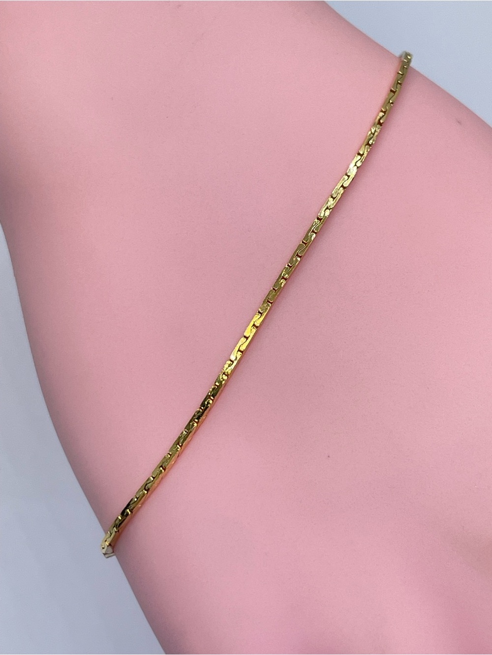 Gold Tone Textured Minimalist Bangle Bracelet Sleek Dainty Stackable